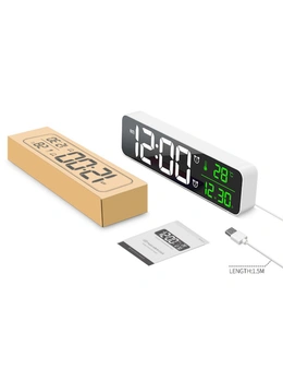 TODO LED Digital Alarm Clock Temperature Music Alarm USB Power Wall Clock - Black