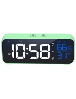 TODO LED Digital Alarm Clock Temperature Display Music Alarm USB Rechargeable - Green
