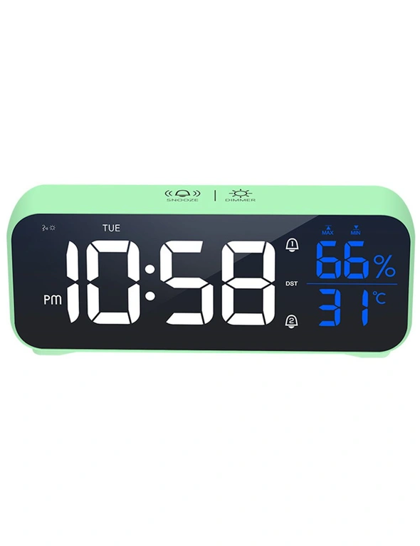TODO LED Digital Alarm Clock Temperature Display Music Alarm USB Rechargeable - Green, hi-res image number null