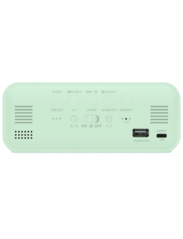 TODO LED Digital Alarm Clock Temperature Display Music Alarm USB Rechargeable - Green