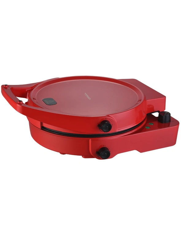TODO 1800W Electric Pizza Maker Pizza Oven Dual Temperature Control Flat Grill - Red, hi-res image number null