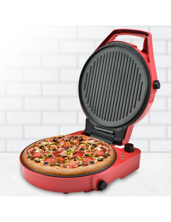 TODO 1800W Electric Pizza Maker Pizza Oven Dual Temperature Control Flat Grill - Red, hi-res image number null