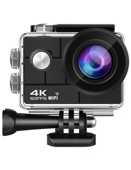 TODO 4K Ultra HD Sports Camera WIFI 30M Waterproof 24MP 2" LCD Action Cam APP Remote - Black
