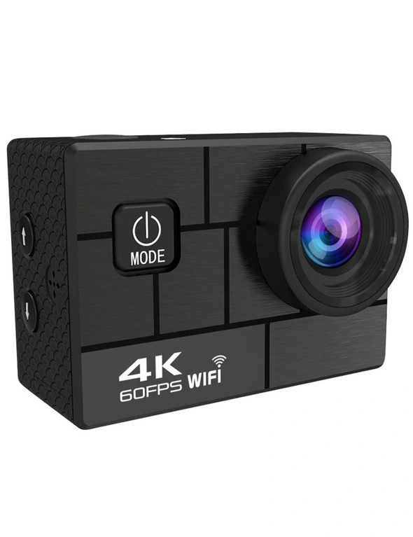 TODO 4K Ultra HD Sports Camera WIFI 30M Waterproof 24MP 2" LCD Action Cam APP Remote - Black, hi-res image number null