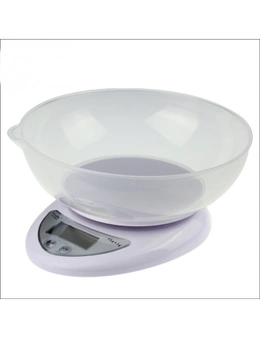 5Kg Kitchen Scale With Bowl Lcd Display 1G Graduation Kitchen - White