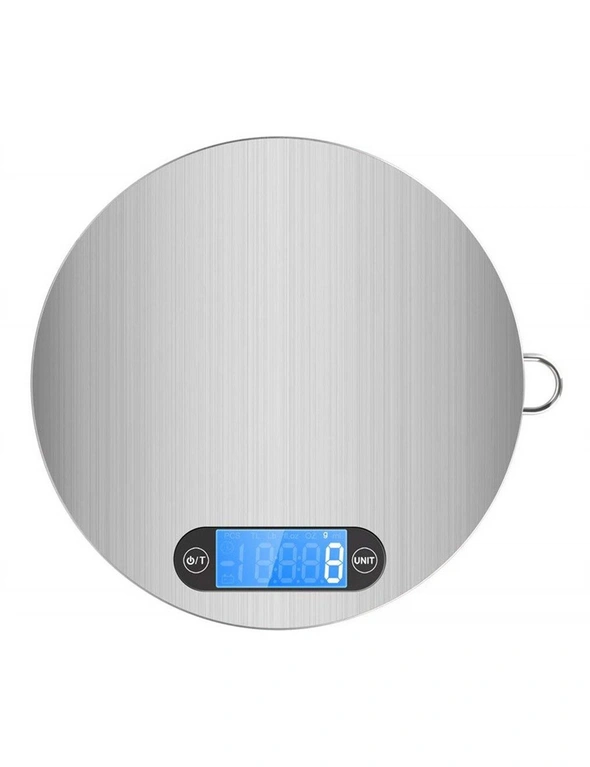 5Kg Stainless Steel Electronic Kitchen Scale 1G Graduation Blue Backlit Lcd, hi-res image number null