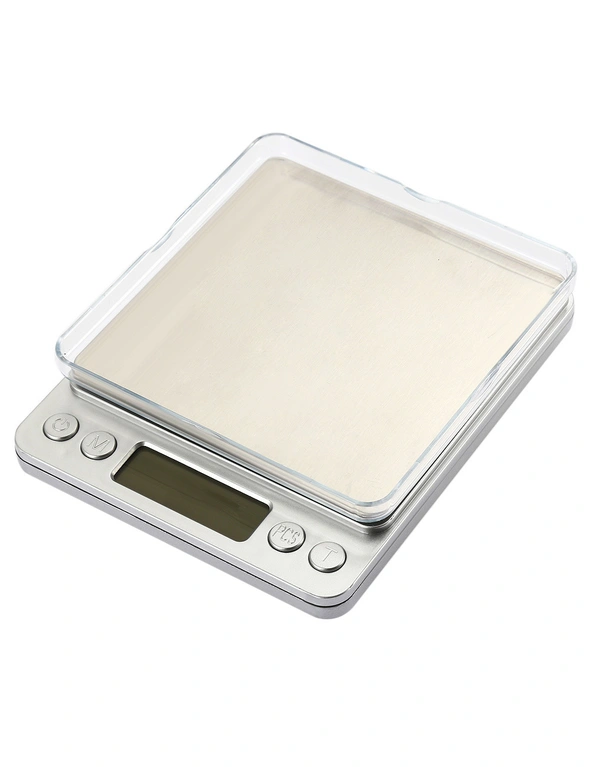500G Stainless Steel Electronic Scale Clear Tray 0.01G Graduation Backlit Lcd Compact, hi-res image number null