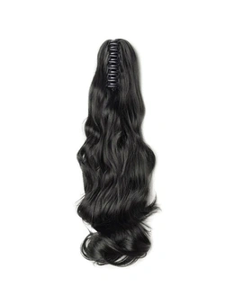22" Hair Extension Black High Grade Ponytail Ribbon Clamp Claw Wavy