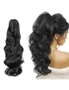 22" Hair Extension Black High Grade Ponytail Ribbon Clamp Claw Wavy, hi-res