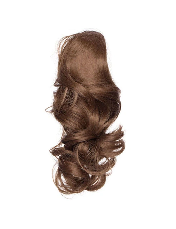 22" Hair Extension Brown High Grade Ponytail Ribbon Clamp Claw Wavy, hi-res image number null
