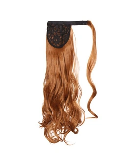 22" Chestnut Brown Hair Extension Quality Synthetic Hair Ponytail Curly Wavy
