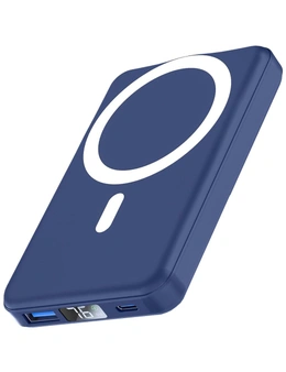 Magnetic Power Bank Wireless Charger 10000Mah 22.5W LED Display Type-C MagSafe Charge - Blue