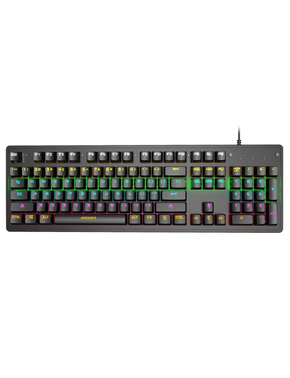 Mechanical Gaming Keyboard RGB LED Linear Red Switch USB Windows - Black, hi-res image number null