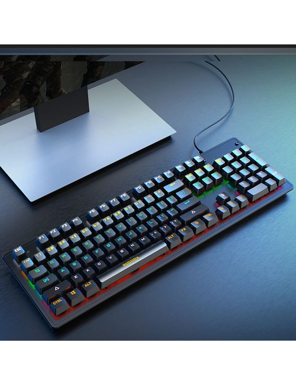 Mechanical Gaming Keyboard RGB LED Linear Red Switch USB Windows - Black, hi-res image number null