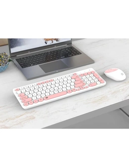 2.4Ghz Wireless Keyboard Mouse Combo Mac Windows Android - Pink