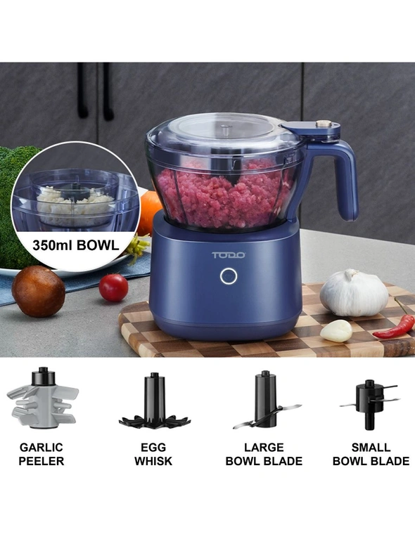 TODO Rechargeable Electric Food Processor Chopper Meat Grinder 7.4V 88W Stainless Steel Blade, hi-res image number null