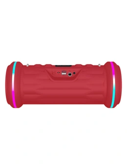 Bluetooth Wireless Karaoke Speaker w/ Mic RGB LED Rechargeable USB FM - Red
