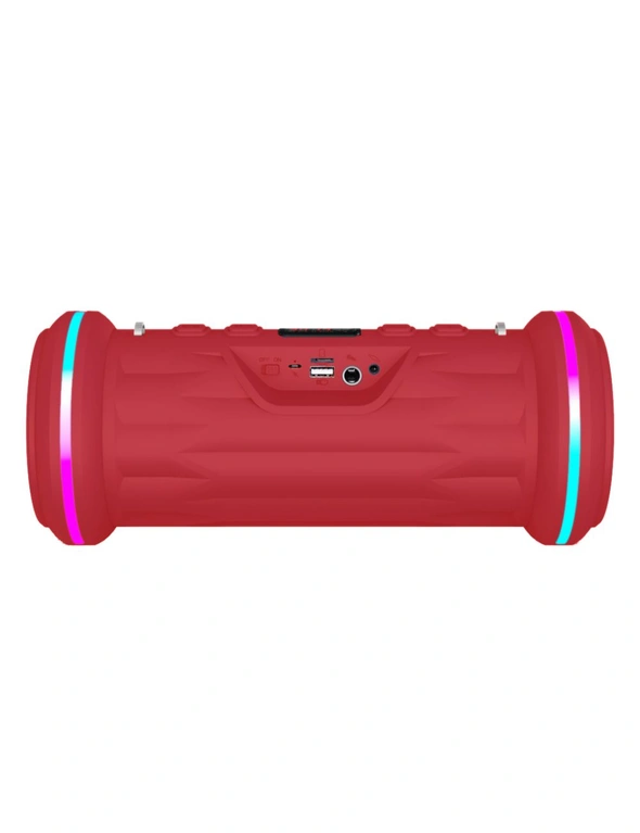 Bluetooth Wireless Karaoke Speaker w/ Mic RGB LED Rechargeable USB FM - Red, hi-res image number null