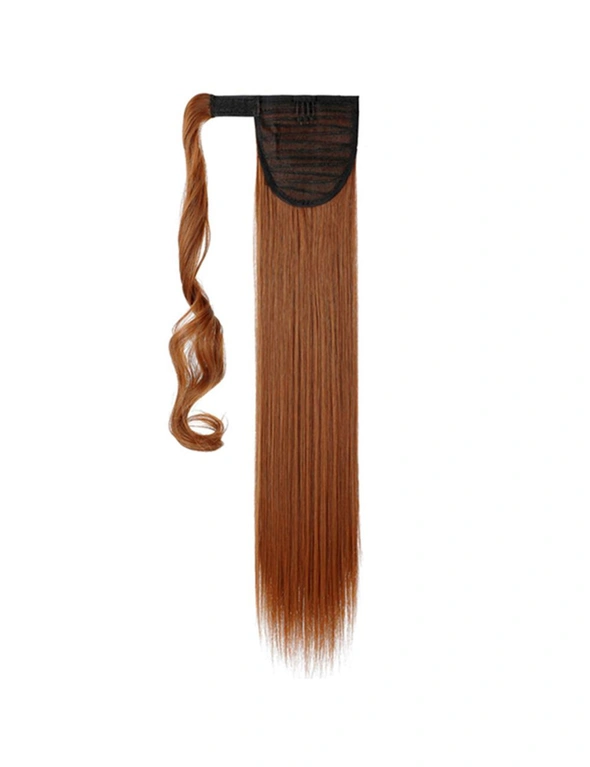 22" Chestnut Brown Hair Extension Synthetic Hair Ponytail Straight Ribbon, hi-res image number null