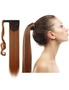 22" Chestnut Brown Hair Extension Synthetic Hair Ponytail Straight Ribbon, hi-res
