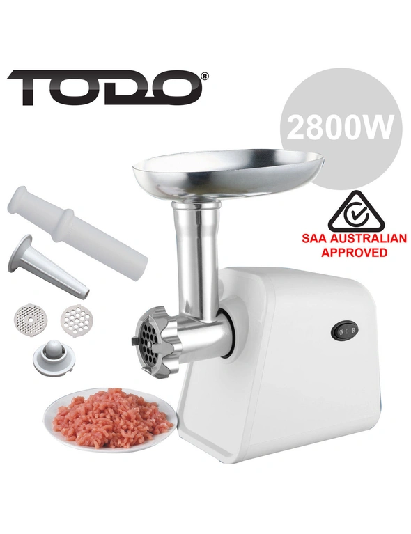 TODO Electric Meat Grinder Sausage Maker Filler Mincer 800W - Black, hi-res image number null