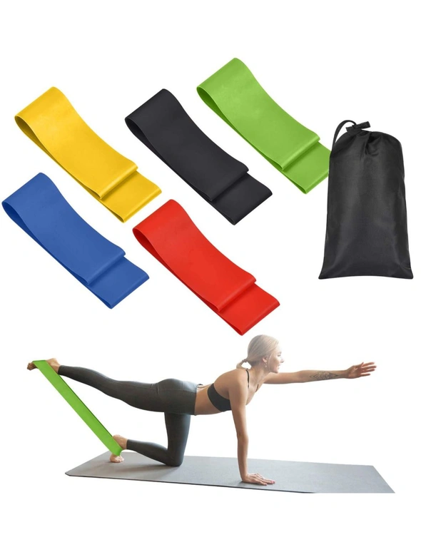 Pilates and Yoga Loop Resistance Band 5 Set + Bag, hi-res image number null