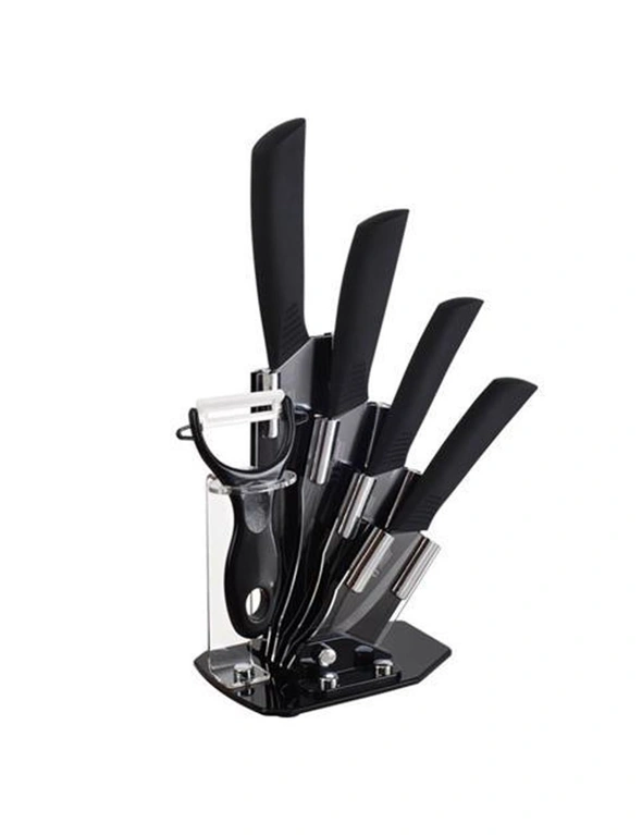 TODO 5Pc Ceramic Knife + Peeler Set W/ Knive Stand, hi-res image number null