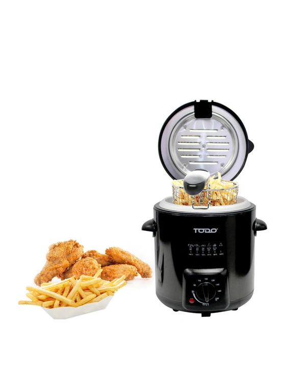 TODO 0.9L Deep Fryer Stainless Steel Housing Adjustable Thermostat Dial Basket, hi-res image number null