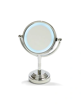TODO 5" Led Backlit Make Up Mirror Double Side 1X / 3X Magnification Battery Silver