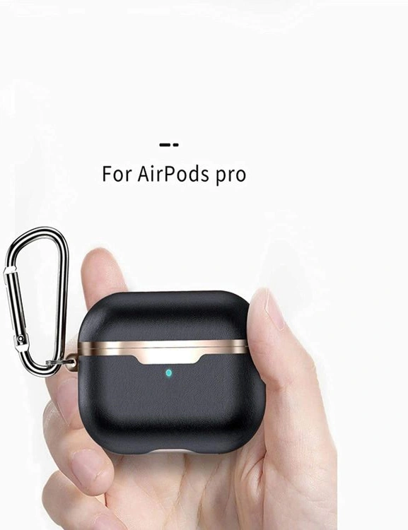 Pouch Me Apple Airpods Pro Case Cover Faux Leather Design with Key Chain Option Wireless Charging Support - Black Leather Case Pro, hi-res image number null