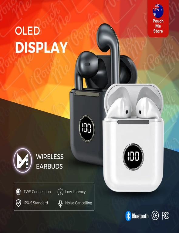 Pouch Me X1 Bluetooth Wireless Earbuds V5.2 Best Selling Sport & Gaming TWS Waterproof Earphones With Digital LCD battery Level Display, hi-res image number null