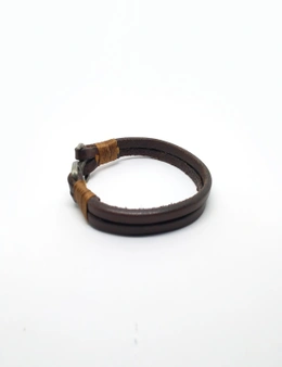 Pouch Me Genuine Leather Rockstar Bracelet Anchor Lock Handmade Multilayer Cowhide Leather Bracelet by Pouch Me ™