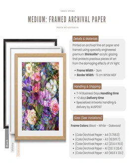 Wall Art Work Painting | Purple Bouquet by Australian Artist Chris Stone | Print on Archival Paper / Framed / Deluxe Canvas