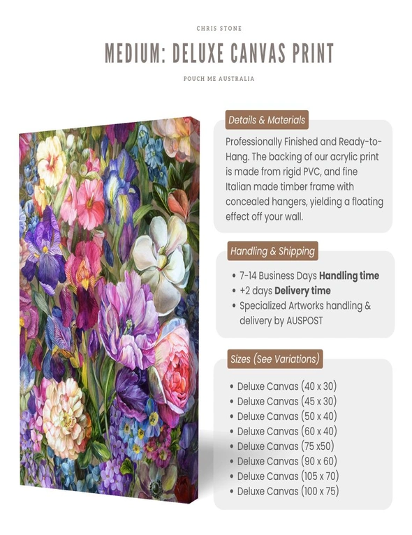 Wall Art Work Painting | Purple Bouquet by Australian Artist Chris Stone | Print on Archival Paper / Framed / Deluxe Canvas, hi-res image number null