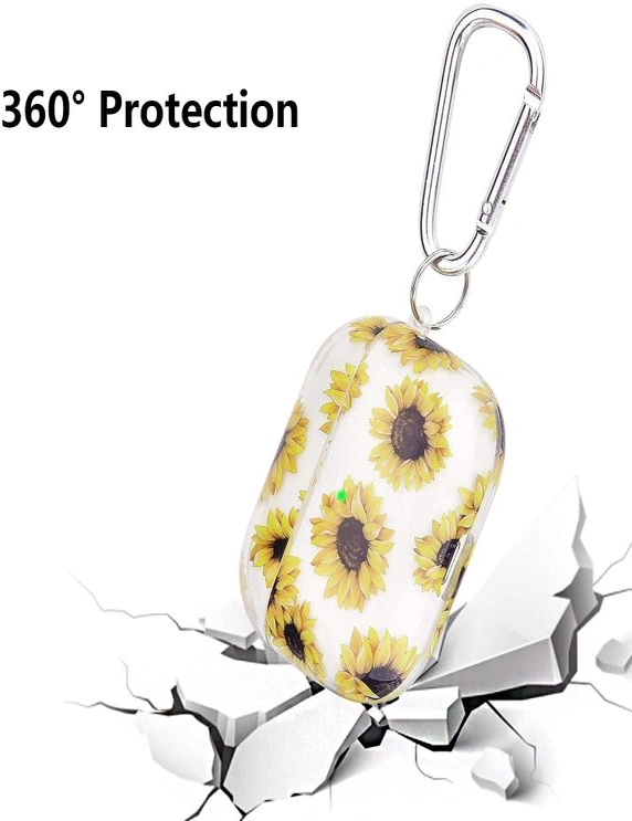 Pouch Me Apple Airpods Pro Case Cover Soft Silicone Floral Design with Key Chain Option Wireless Charging Support - Sunflower Clear Pro, hi-res image number null