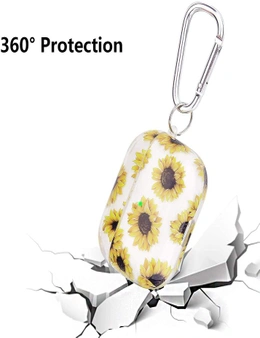 Pouch Me Apple Airpods Pro Case Cover Soft Silicone Floral Design with Key Chain Option Wireless Charging Support - Sunflower Clear Pro