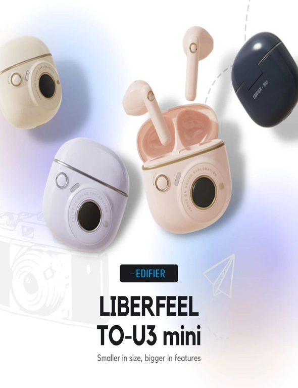 LIBERFEEL Edifier TO-U3 Bluetooth Wireless Earbuds Retro Camera Design Low Latency Gaming TWS Earphones with Noise Canceling Mic & OLED Digital Display, hi-res image number null