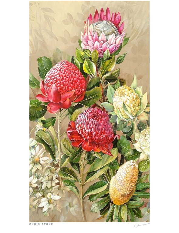 Wall Art Work Painting | Waratah by Australian Artist Chris Stone | Print on Archival Paper / Framed / Deluxe Canvas, hi-res image number null