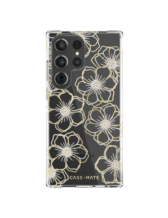 Case-Mate Floral Gems Antimicrobial Case (Suits Samsung Galaxy S23 Ultra) - Clear/ Gold, hi-res image number null