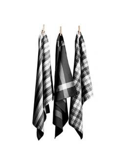 Madrid Stripe & Check tea towels set-3