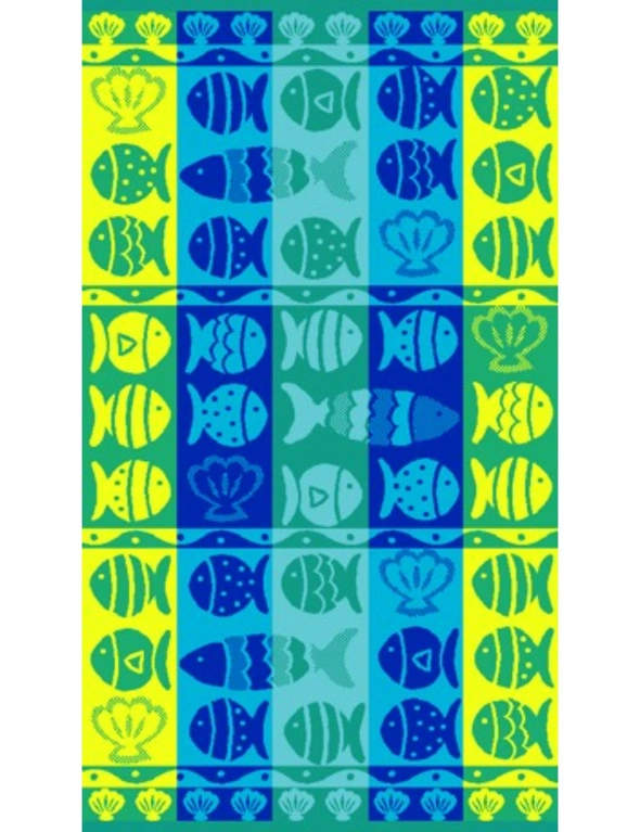 Double Jacquard Velour Fish & Shells Beach Towels, hi-res image number null