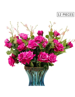 SOGA Artificial Silk Flower Rose Bouquet 12pcs