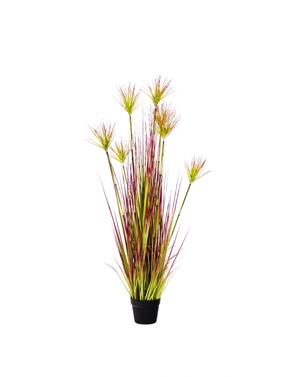 SOGA 120cm Purple-Red Artificial Indoor Potted Papyrus Plant Tree Fake Simulation Decorative, hi-res image number null