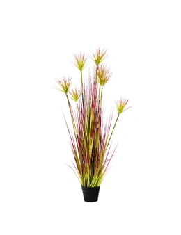 SOGA 120cm Purple-Red Artificial Indoor Potted Papyrus Plant Tree Fake Simulation Decorative