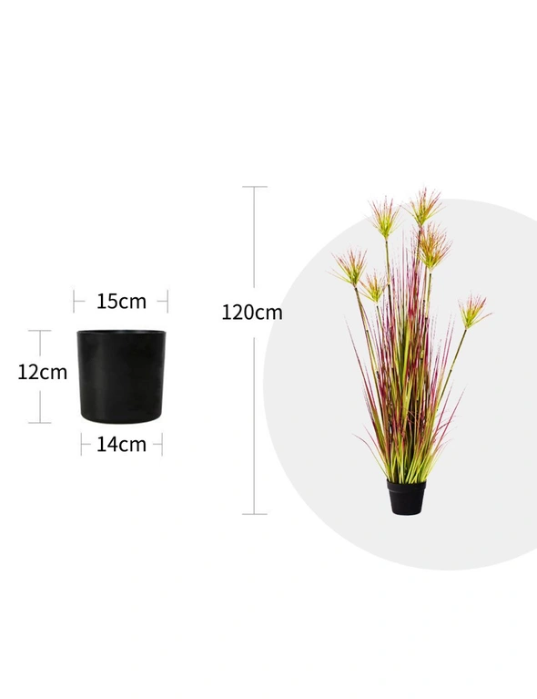 SOGA 120cm Purple-Red Artificial Indoor Potted Papyrus Plant Tree Fake Simulation Decorative, hi-res image number null