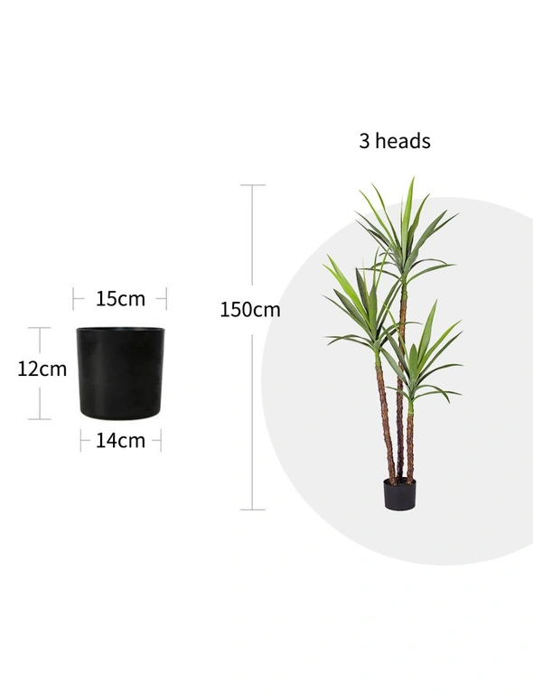 SOGA 150cm Artificial Natural Green Dracaena Yucca Tree Fake Tropical Indoor Plant Home Office Decor, hi-res image number null