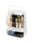 SOGA 2 Tier White Countertop Makeup Cosmetic Storage Organiser Skincare Holder Jewelry Storage Box with Handle, hi-res