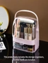 SOGA 2 Tier Pink Countertop Makeup Cosmetic Storage Organiser Skincare Holder Jewelry Storage Box with Handle, hi-res