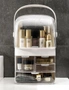 SOGA 3 Tier White Countertop Makeup Cosmetic Storage Organiser Skincare Holder Jewelry Storage Box with Handle, hi-res