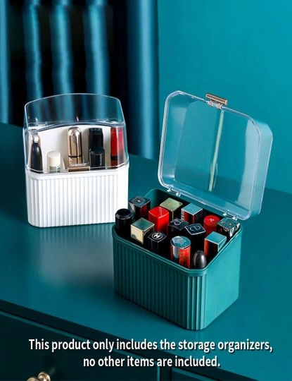 SOGA Green Cosmetic Jewelry Storage Organiser Set Makeup Brush Lipstick Skincare Holder Jewelry Storage Box with Handle, hi-res image number null